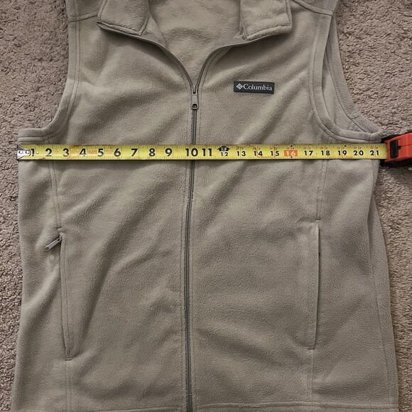 Columbia Fleece Vest Men’s M Sage Green Full Zip Outdoor Hiking Layering - Picture 5 of 7
